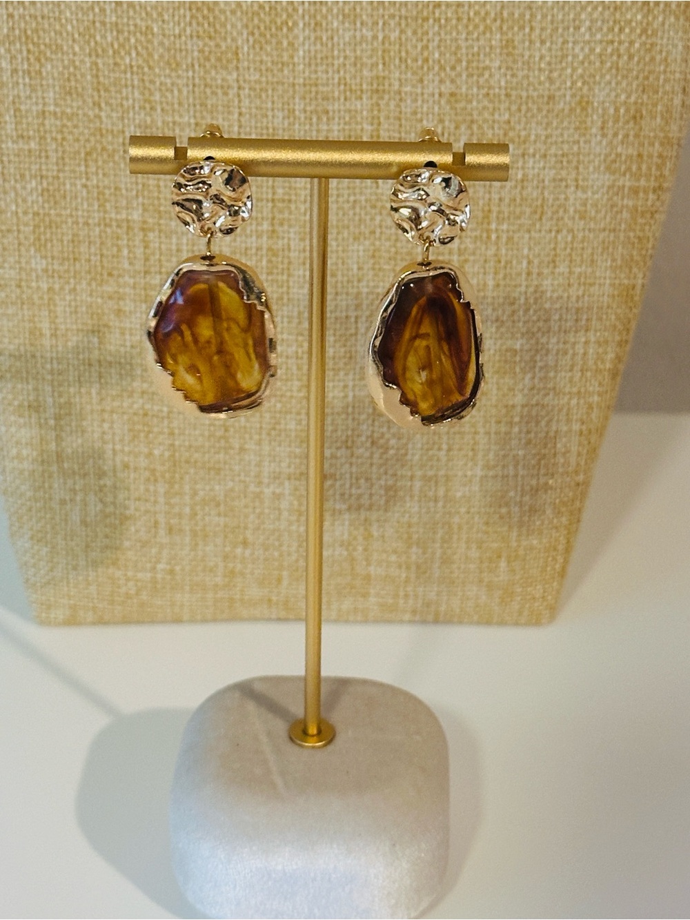 Fashion Jewelry Gold-Tone Amber Drop Earrings - Women Jewelry